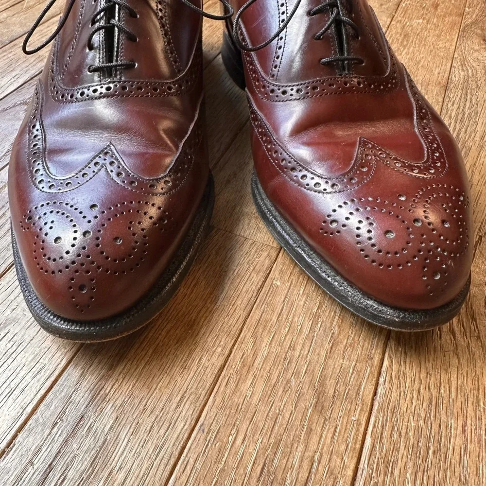 Florsheim Imperial Wingtip Oxford Mens 10 3E Leather Brogue Burgundy USA Vintage